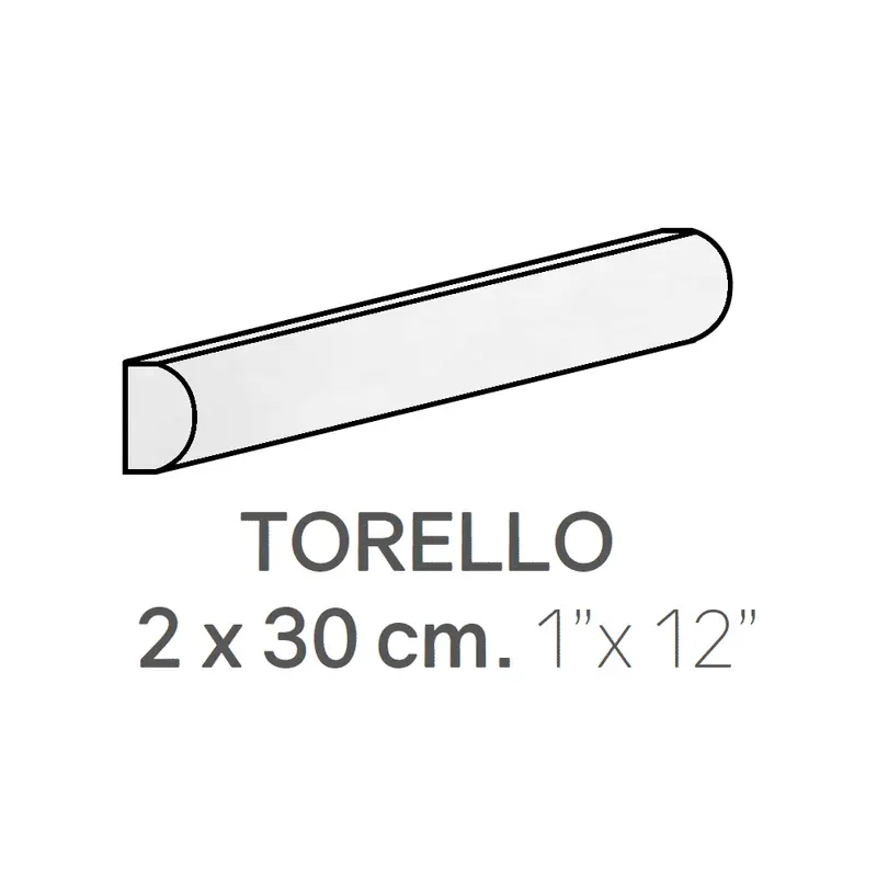 Centura Ceramic Wall Molding Torello Masia White Glossy 1" x 12"