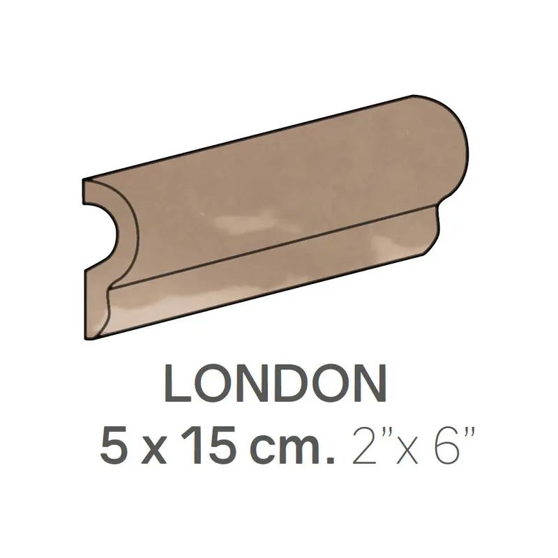 Centura Ceramic Wall Molding London Masia Cacao Glossy 2" x 6"