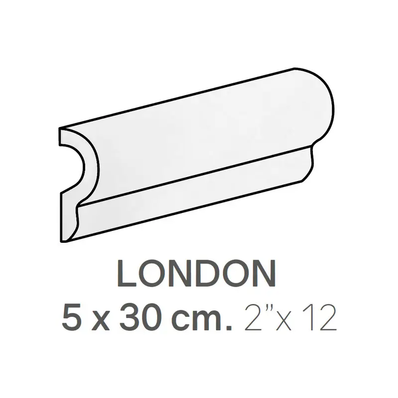 Centura Ceramic Wall Molding London Masia White Matte 2" x 12"