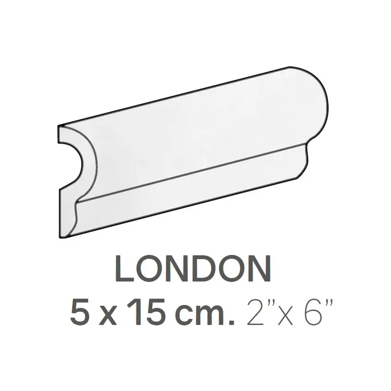 Centura Ceramic Wall Molding London Masia White Polished Crackled 2" x 6"