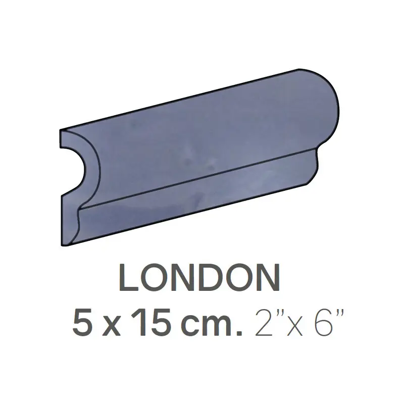 Centura Ceramic Wall Molding London Masia Blue Glossy 2" x 6"