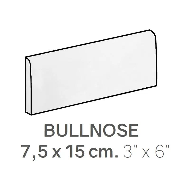 Centura Ceramic Wall Molding Bullnose Masia White Matte 3" x 6"