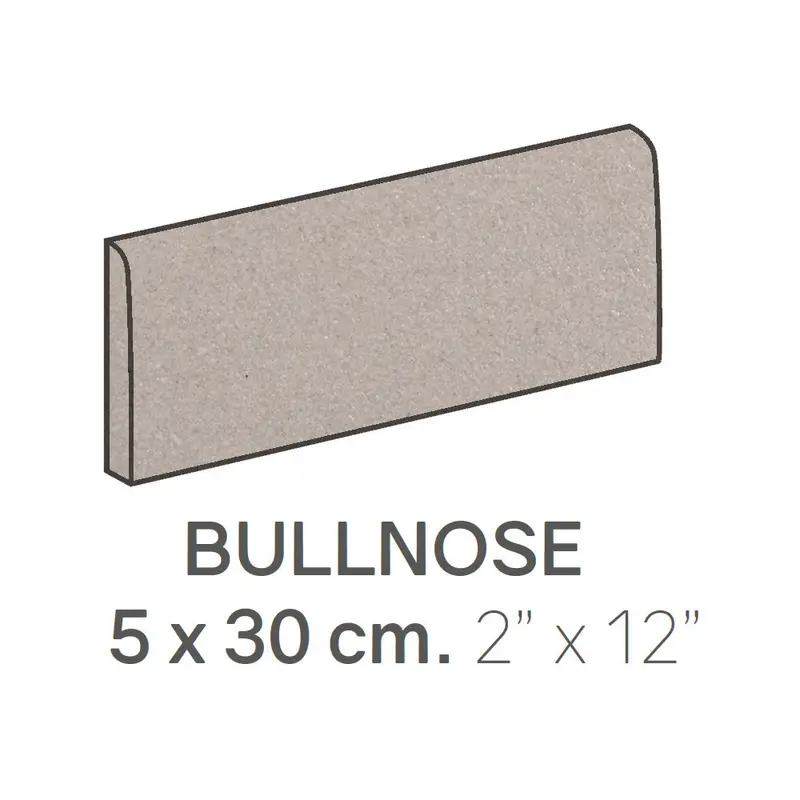 Centura Bullnose Plain Techno Light Grey Matte 2" x 12"