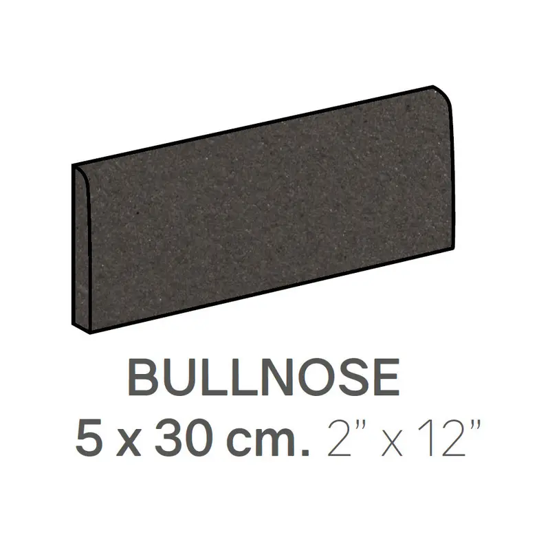 Centura Bullnose Plain Techno Charcoal Matte 2" x 12"