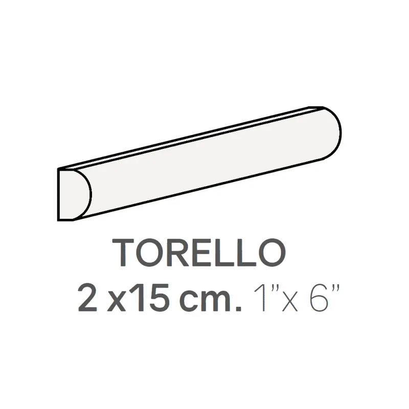 Centura Ceramic Wall Molding Torello Metro White Polished 1" x 6"