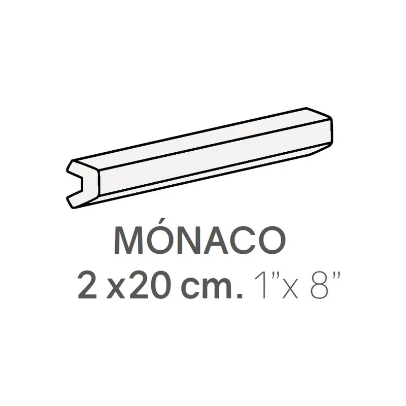 Centura Ceramic Wall Molding Monaco Metro White Polished 1" x 8"