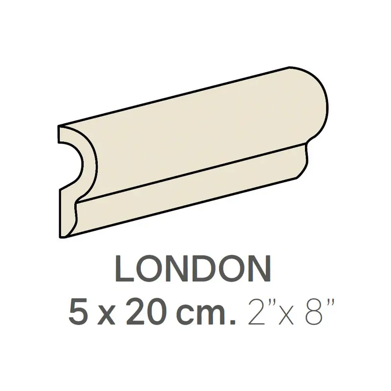 Centura Ceramic Wall Molding London Metro Cream Polished 2" x 8"