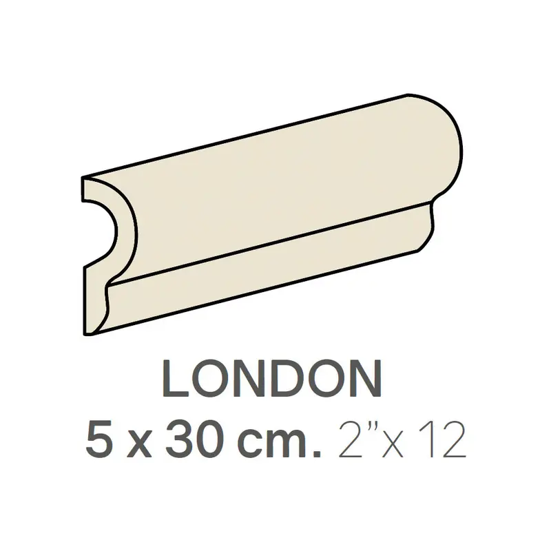 Centura Ceramic Wall Molding London Metro Cream Polished 2" x 12"