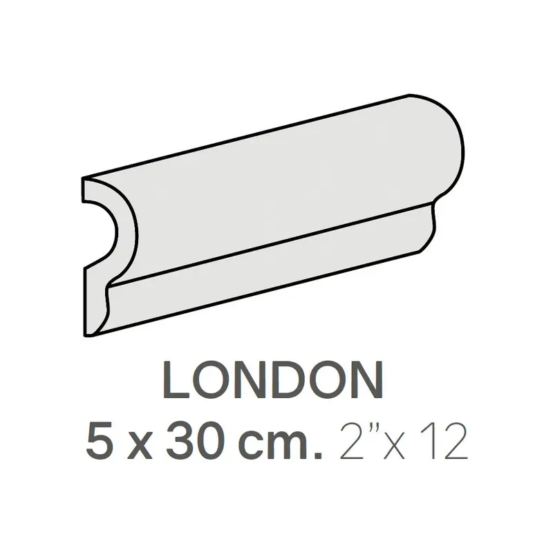 Centura Ceramic Wall Molding London Metro Dark Grey Polished 2" x 12"
