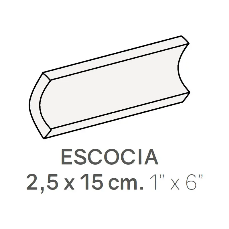 Centura Ceramic Wall Molding Escocia Metro White Polished 1" x 6"