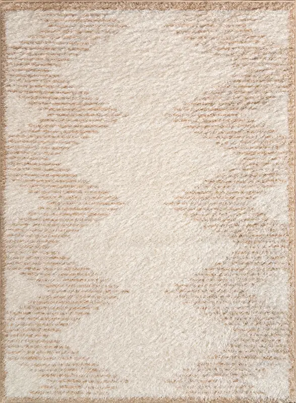 Cream Beige Abstract Fluffy Thick Shaggy Area Rug For Living Room, Bedroom – 2'7" X 4'11"