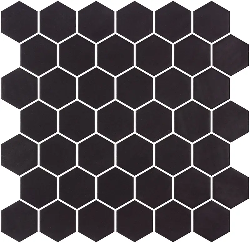 Centura Mosaic Tiles Hex XL Natureglass Matte Black 12" x 12"