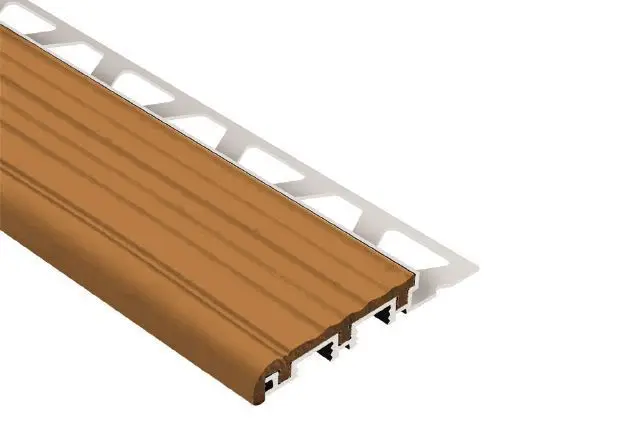 Schluter TREP-B Stair-Nosing Profile Aluminum with Nut Brown Tread 1/2" (12.5 mm) x 2-1/8" x 4' 11"