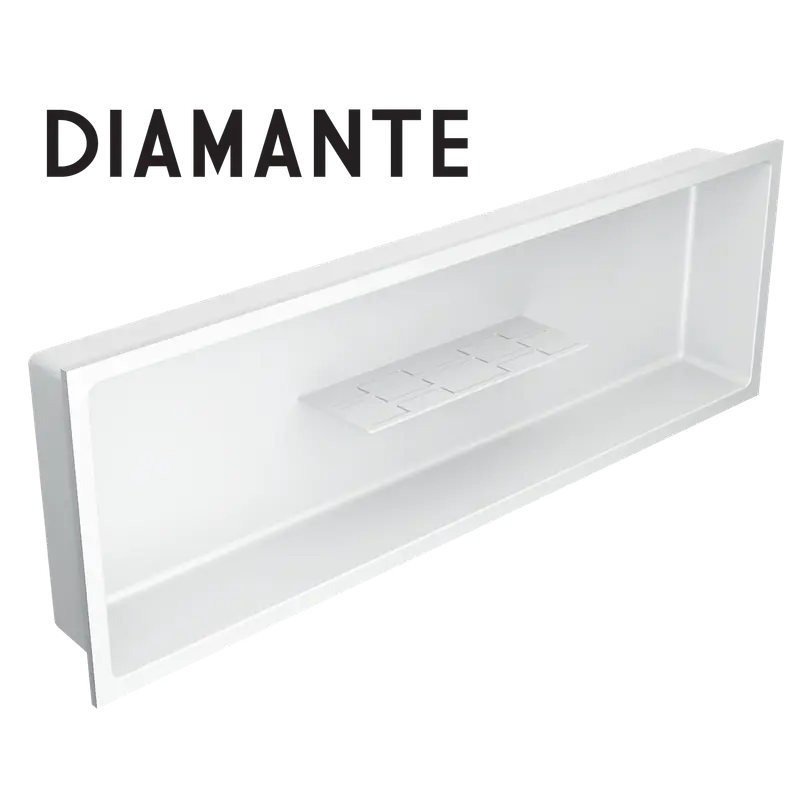 Nautika - Shower Niche Diamante with Partial Central Shelf Stainless Steel White 12" x 36"
