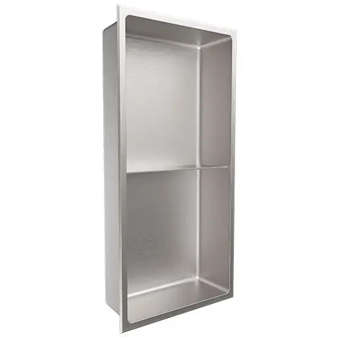 Nautika - Shower Niche with Central Shelf Stainless Steel Brushed 12" x 24"