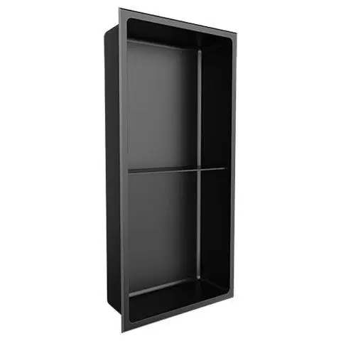 Nautika - Shower Niche with Central Shelf Stainless Steel Black 24" x 12"