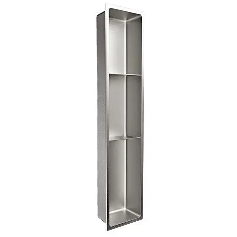 Nautika - Shower Niche with 2 Shelves Stainless Steel Brushed 8" x 36"