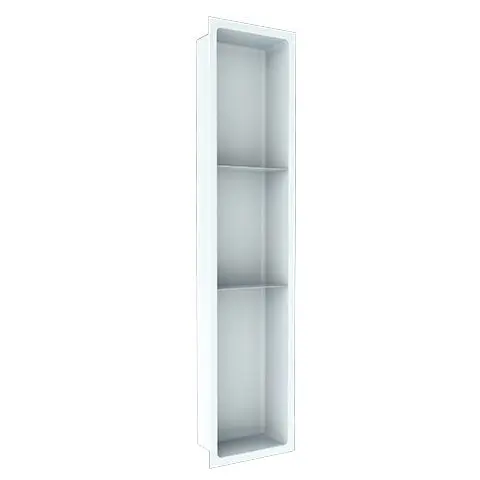 Nautika - Shower Niche with 2 Shelves Stainless Steel White 8" x 36"
