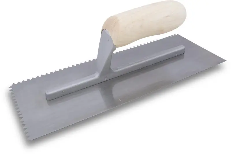 Marshalltown - Trowel QLT with Wooden Handle 4-1/2" x 11" with V-Notch 1/4" x 3/16"
