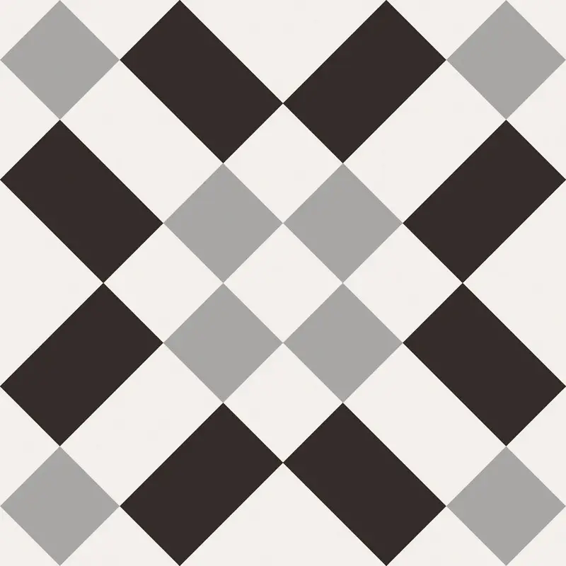 Centura Floor Tiles Patchwork Black & White 02 Matte 8" x 8"