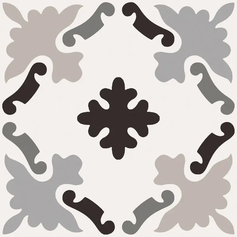 Centura Floor Tiles Patchwork Black & White 03 Matte 8" x 8"