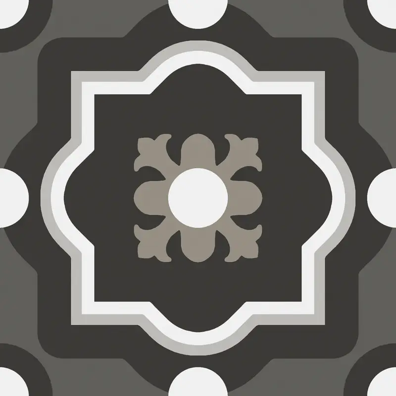Centura Floor Tiles Patchwork Black & White 04 Matte 8" x 8"