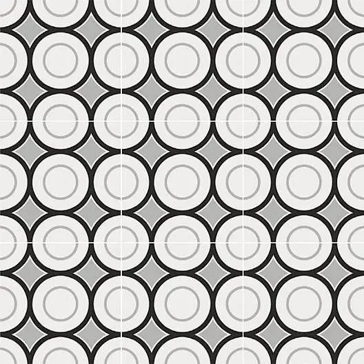 Centura Floor Tiles Patchwork Black and White 05 Matte 8" x 8" (7.51 sqft/box)