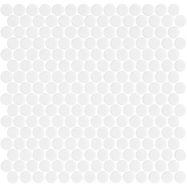 Centura Mosaic Tiles Penny Shiny Glossy White 11" x 11"