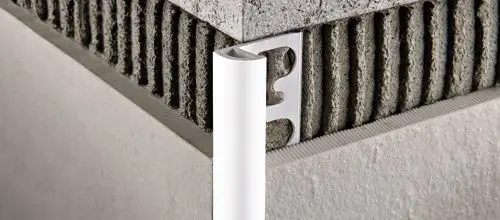 Progress Profiles - Tile Bullnose Edge Trim Projolly Varnished Aluminum #01 White 5/16" (8 mm) x 8' 20-5/16"
