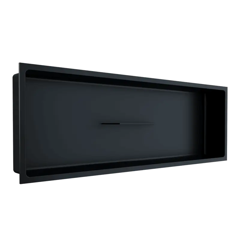 Fusion - Shower Niche with Central Shelf Stainless Steel Black 12" x 36"