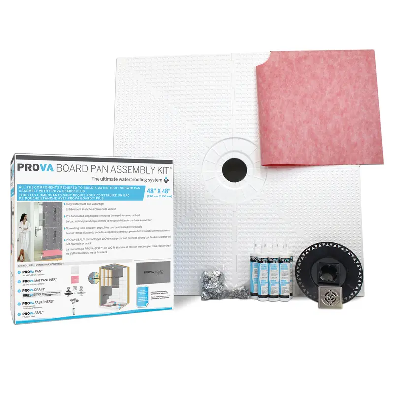 Prova - Board Pan Assembly Kit, Centered ABS Drain - 48" x 48"