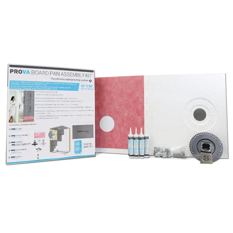 Prova - Board Pan Assembly Kit, Off-Set ABS Drain - 32" x 60"