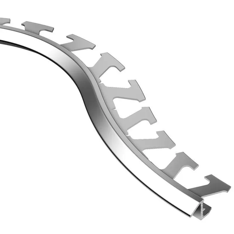 Schluter RENO-TK Radius Reducer Profile Anodized Aluminum Bright Chrome 3/8" (10 mm) x 8' 2-1/2"
