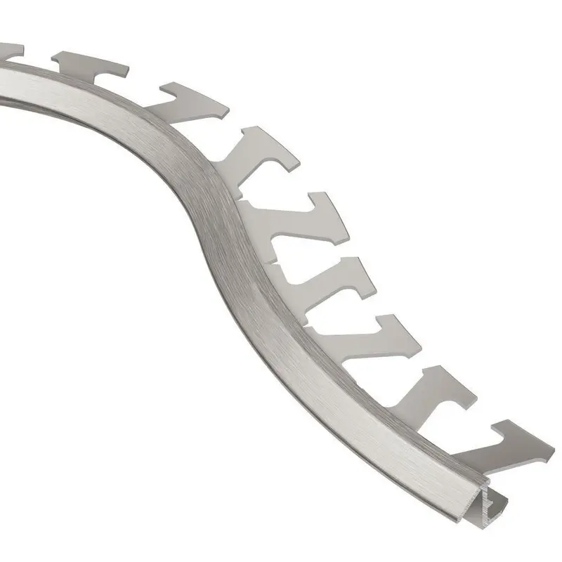 Schluter RENO-TK Radius Reducer Profile Anodized Aluminum Brushed Nickel 5/16" (8 mm) x 8' 2-1/2"