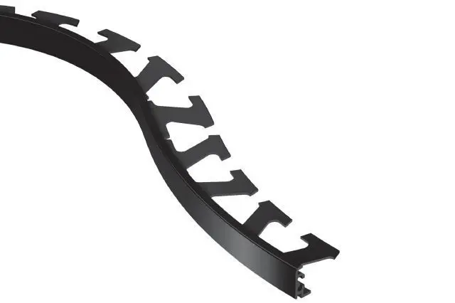 Schluter JOLLY Wall Flexible Edge Trim Anodized Aluminum Bright Black 5/16" (8 mm) x 8' 2-1/2"