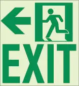 Kinesik - Ecoglo Wall Mounted Pathmarking Door Sign Aluminum "EXIT TO THE LEFT" 8.4" x 8.89"