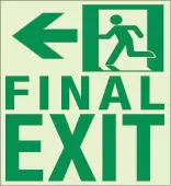 Kinesik - Ecoglo Wall Mounted Pathmarking Door Sign Aluminum "FINAL EXIT TO THE LEFT" 8.4" x 11.1"
