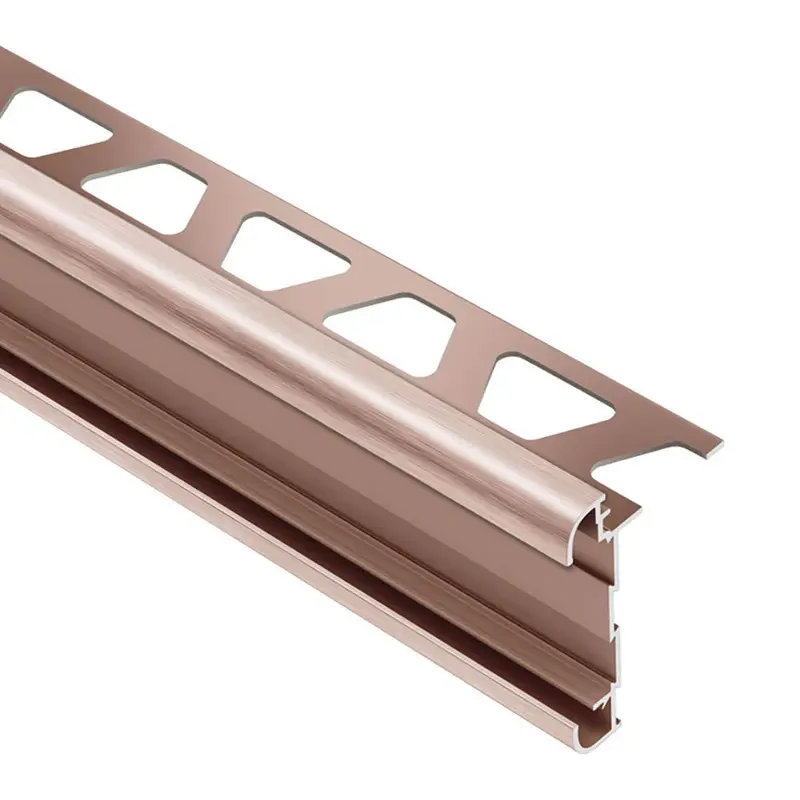 Schluter RONDEC-CT Double-Rail Counter Edging Profile Anodized Aluminum Brushed Copper 3/8" (10 mm) x 8' 2-1/2"
