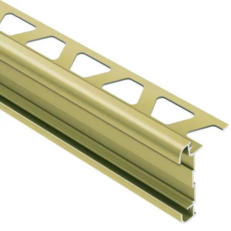 Schluter RONDEC-CT Double-Rail Counter Edging Profile Anodized Aluminum Satin Brass 5/16" (8 mm) x 8' 2-1/2"