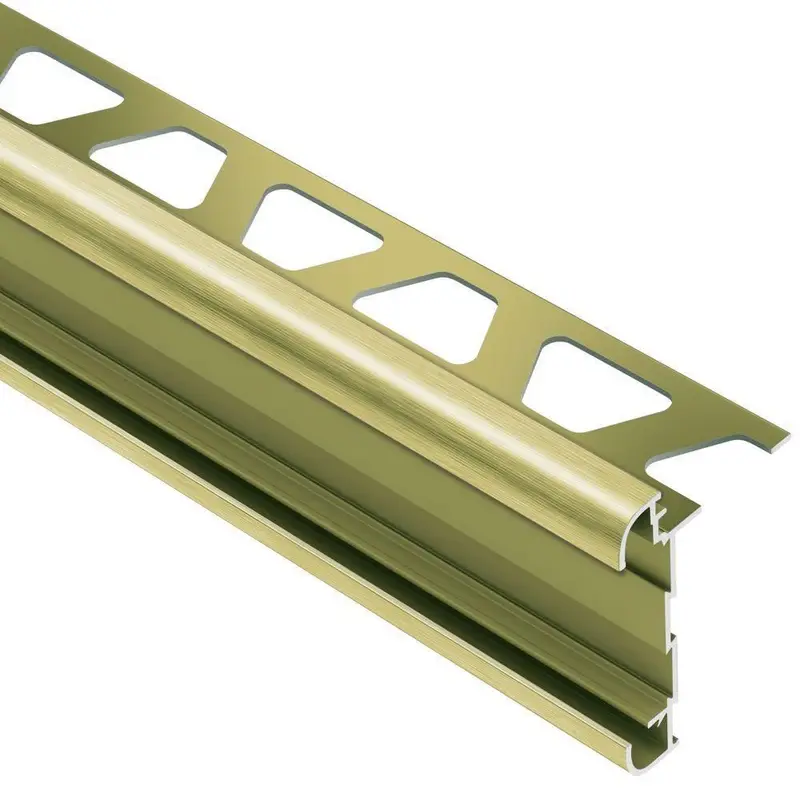Schluter RONDEC-CT Double-Rail Counter Edging Profile Anodized Aluminum Brushed Brass 5/16" (8 mm) x 8' 2-1/2"