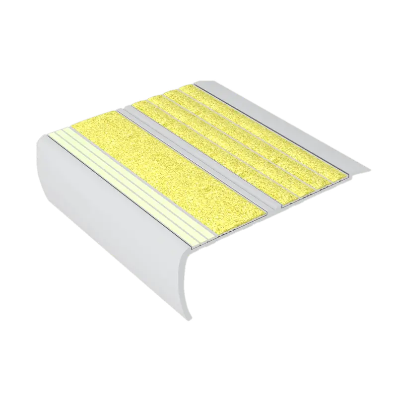 Kinesik - Ecoglo RF5-E30 Photoluminescent Flat Stair Nosing with Yellow Anti-Slip Strip 5.5" (Sold in Linear Feet)