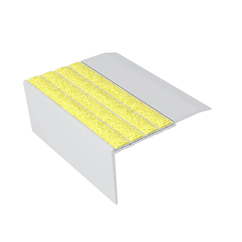 Kinesik - Ecoglo RF7-N30 Flat Stair Nosing with Yellow Anti-Slip Strips 3.5" (Sold in Linear Feet)