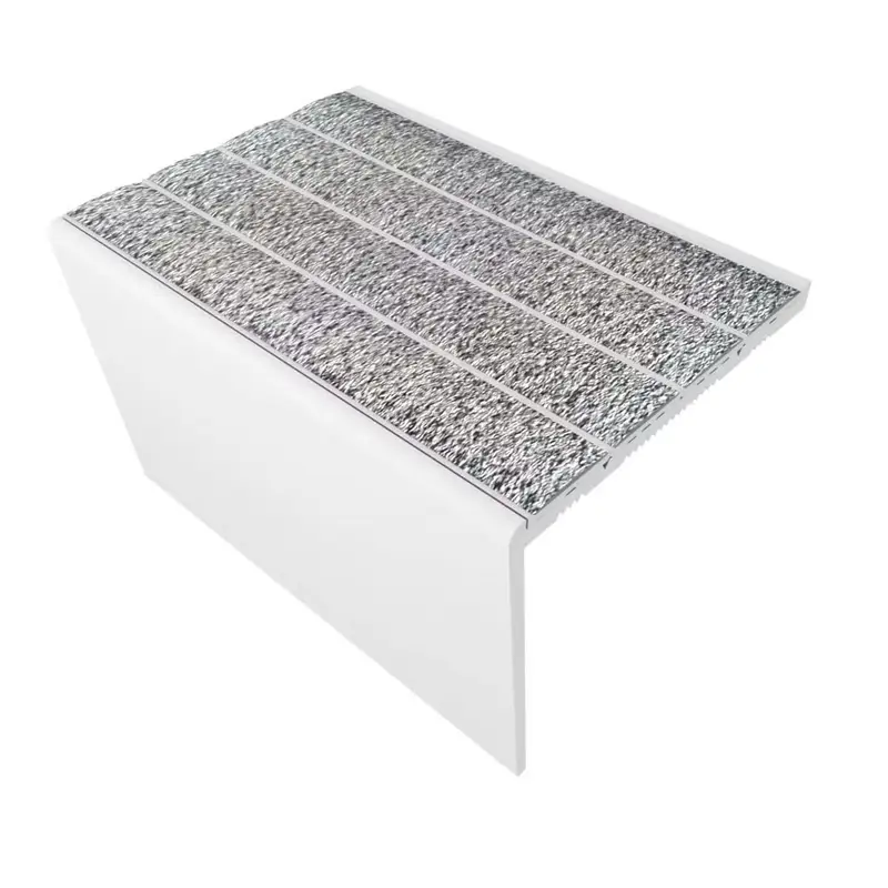 Kinesik - Ecoglo RF7C-N30 Flat Resilient Stair Nose Anodized Aluminum with Grey Anti-Slip Strips 2-3/16" (Sold in Linear Feet)