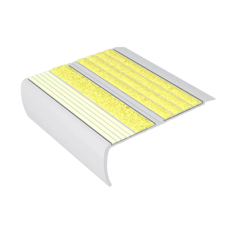 Kinesik - Ecoglo RF5-E40 Photoluminescent Flat Stair Nosing with Yellow Anti-Slip Strip 5.5" (Sold in Linear Feet)