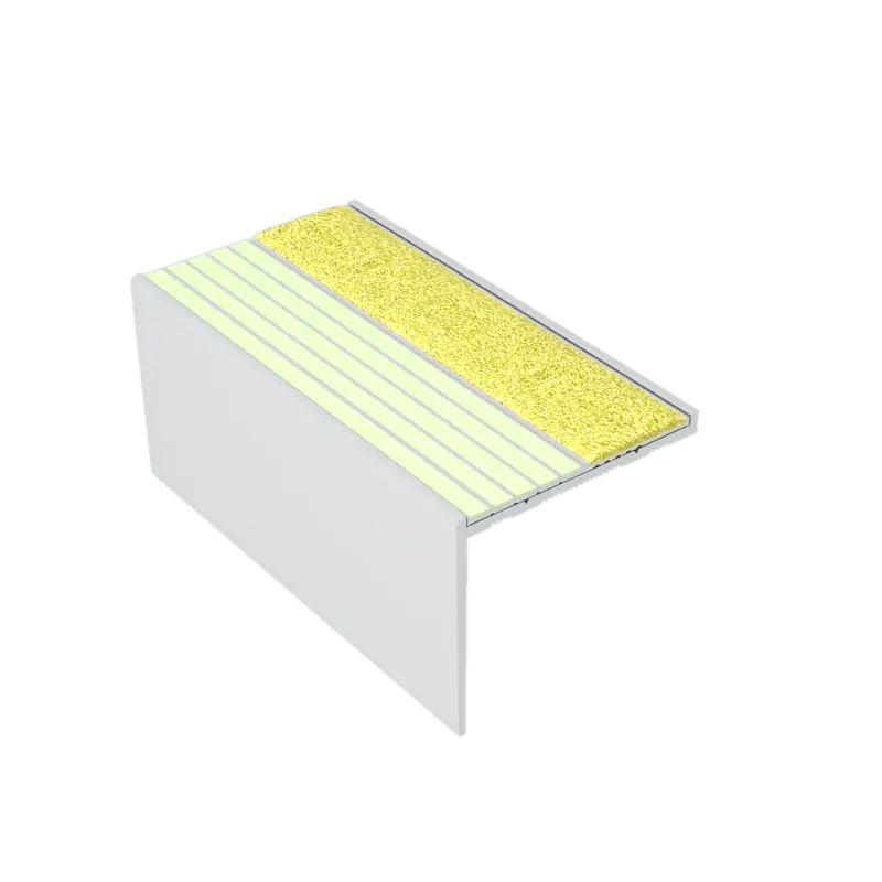 Kinesik - Ecoglo RFA7B-E40 Photoluminescent Flat Stair Nosing with Yellow Anti-Slip Strips 2.19" (Sold in Linear Feet)