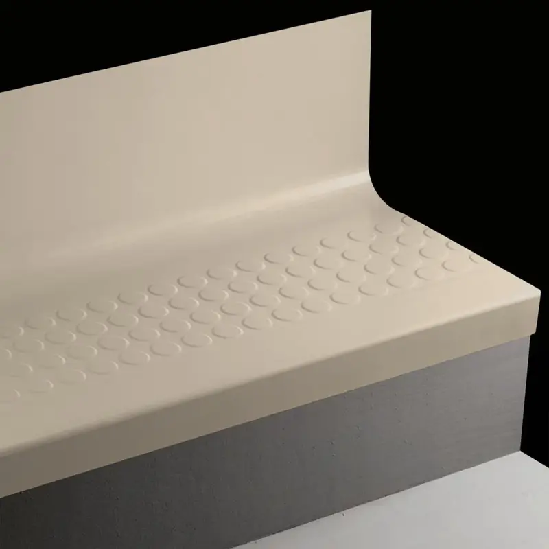 Angle Fit Rubber Stair Tread with Integrated Riser - RNRDTR 31 SQ Raised Round #31 Zephyr No Insert 96"