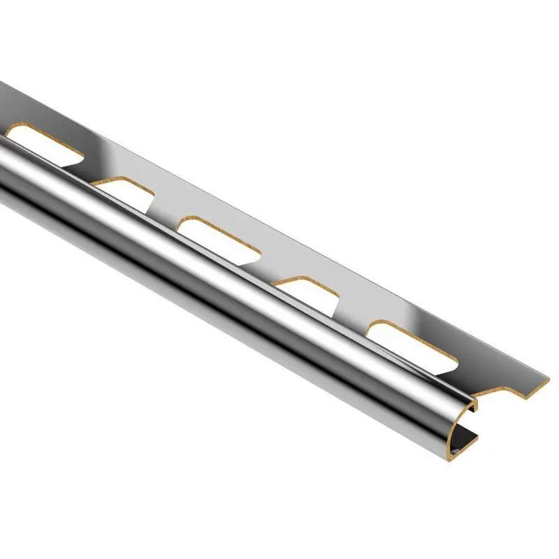 Schluter RONDEC Bullnose Edge Trim Aluminum Chrome-Plated Brass 3/8" (10 mm) x 8' 2-1/2"
