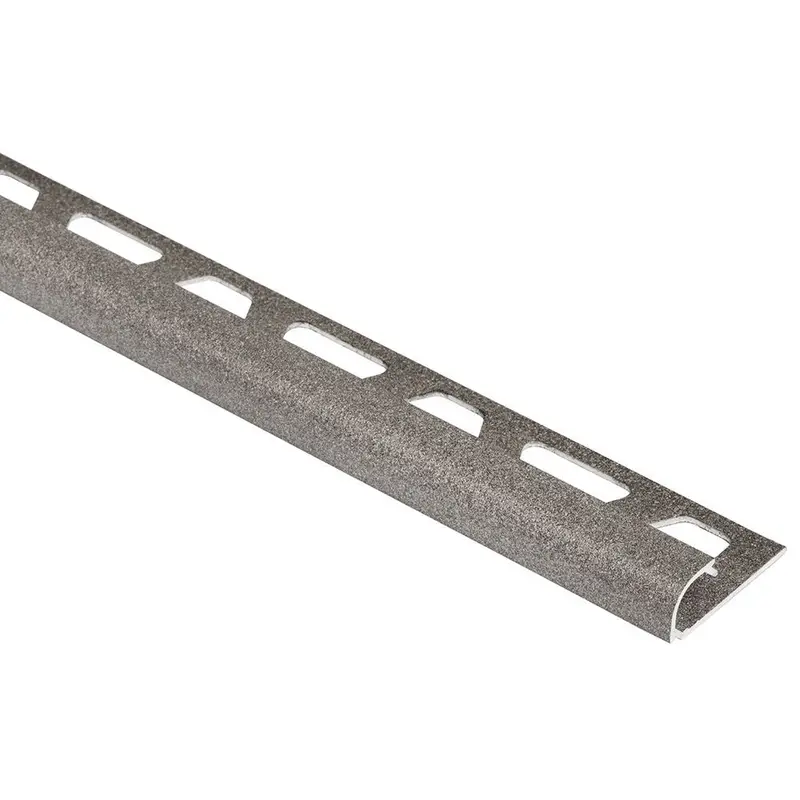 Schluter - RONDEC Bullnose Trim - Aluminum  Stone Grey 7/16" (11 mm) x 8' 2-1/2"