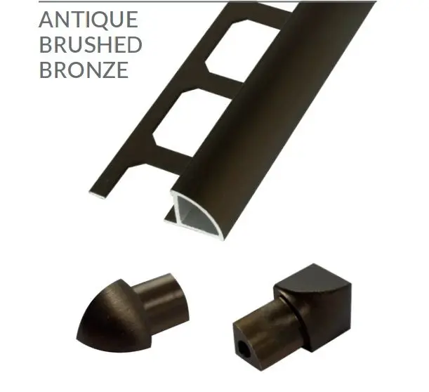 Laticrete - RO2 Round Edge Wall Trim Anodized Aluminum Antique Brushed Bronze - 10 mm x 2.5 m