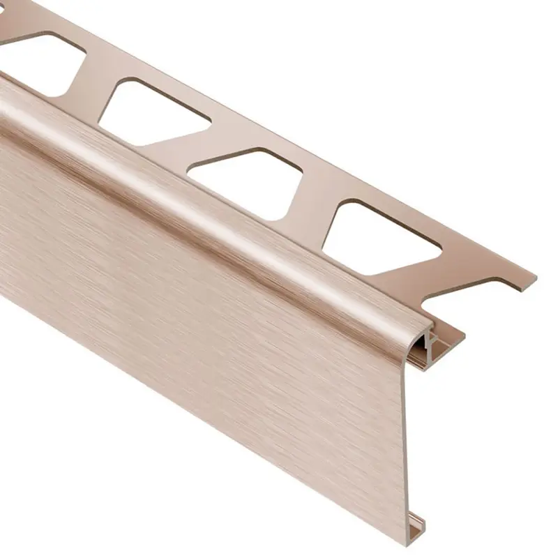 Schluter RONDEC-STEP Finishing and Edging Profile with 2-1/4" Vertical Leg Anodized Aluminum Brushed Copper 5/16" (8 mm) x 8' 2-1/2"